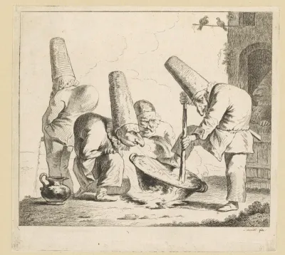 Vijf gebochelde potsenmakers