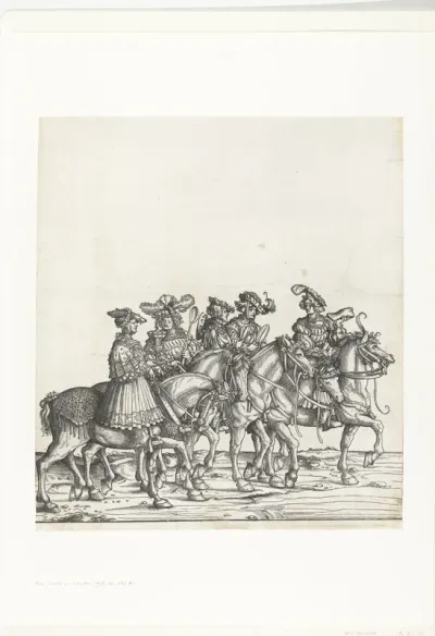 Vijf hofmaarschalken te paard