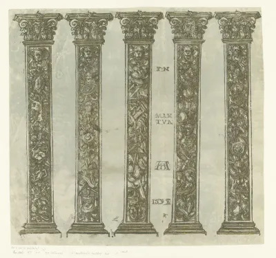 Vijf Korinthische pilasters
