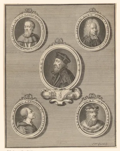 Vijf portretten in medaillons