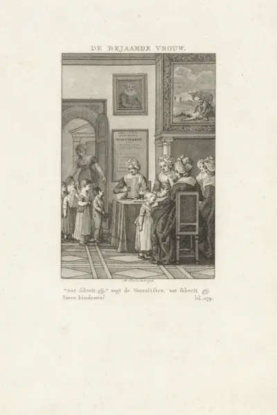 Vijf regentessen aan een tafel
