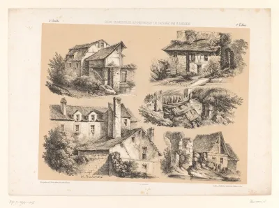 Vijf studies van huizen en andere landschapselementen