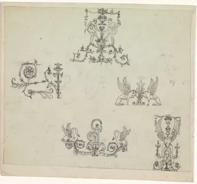 Vijf symmetrische ornamentele composities