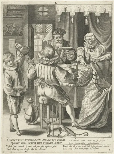 Vijfde levensfase van vijftig jaar met oudere man met vrouw en kinderen aan tafel