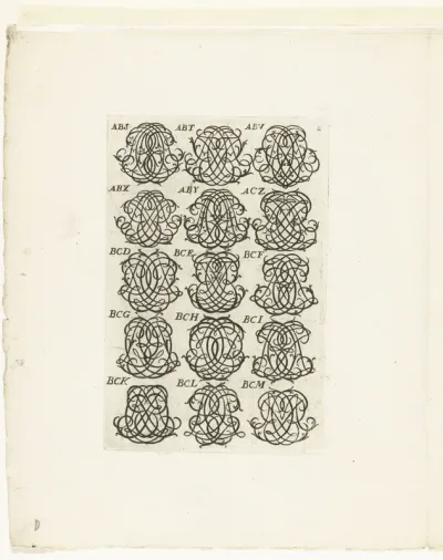 Vijftien lettermonogrammen (ABC-ABR)