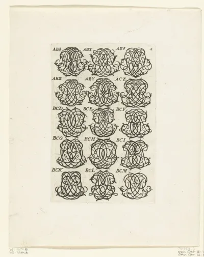 Vijftien lettermonogrammen (ABS-BCM)