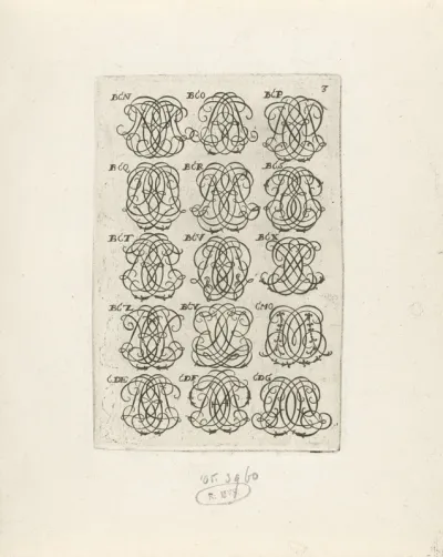 Vijftien lettermonogrammen (CDZ-DER)