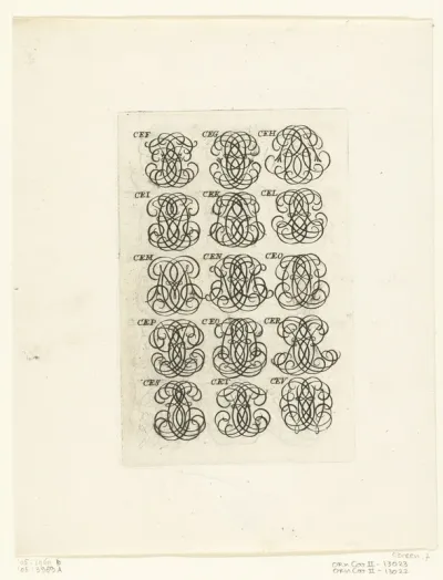 Vijftien lettermonogrammen (CEF-CEV)