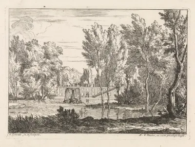 Vijver in een architectonische tuin