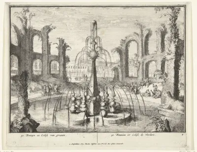 Vijver met fontein in het park van Enghien