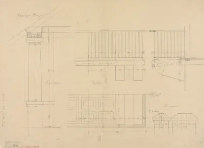 Vila Frangeš, detalji/lođa/balkon/dimnjaci