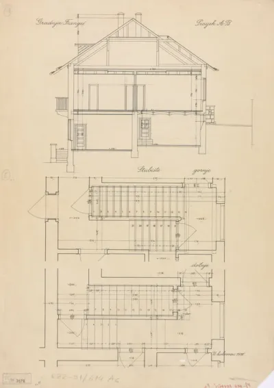 Vila Frangeš, presjek/A-B/tlocrt stubišta