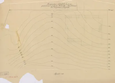 Vila Vrbanić, topografski nacrt s visinskim korama i tlocrtom
