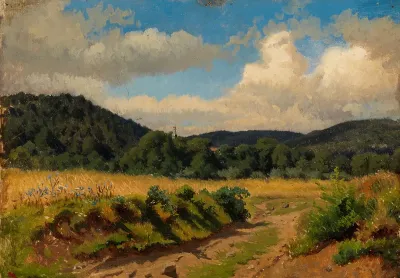 Viljapelto metsän reunassa, harjoitelma