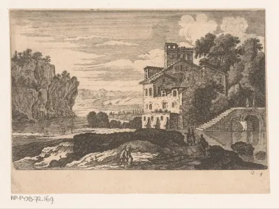 Villa met trap aan water