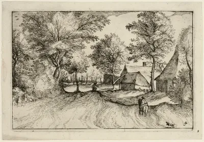 Village Road, plate four after Pictures of Farms, Country Houses and Rustic Villages (Praediorum villarum et rusticarum casularum icones)