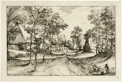 Village Road, plate fourteen after Pictures of Farms, Country Houses and Rustic Villages (Praediorum villarum et rusticarum casularum icones)