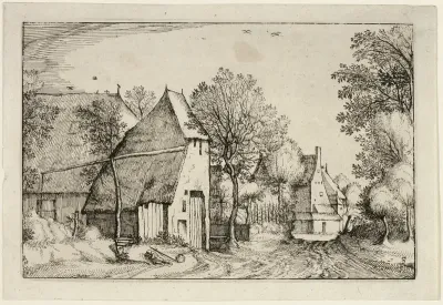 Village Road, plate three after Pictures of Farms, Country Houses and Rustic Villages (Praediorum villarum et rusticarum casularum icones)