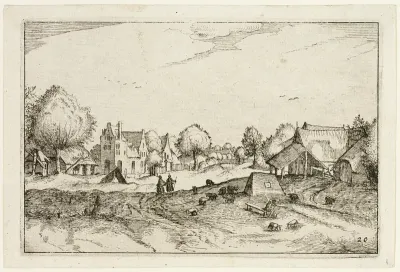 Village Road, plate twenty after Pictures of Farms, Country Houses and Rustic Villages (Praediorum villarum et rusticarum casularum icones)