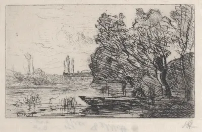 Ville d'Avray: Boat Under the Willows (Morning Effect)