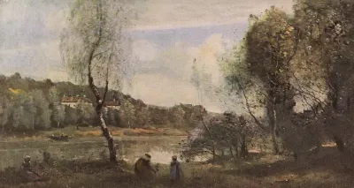 Ville d’Avray, l’étang au bouleau devant les villas