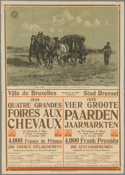 Ville de Bruxelles/ stad Brussel. 1929 quatre grandes foires aux cheveaux/ 1929 vier groote paarden jaarmarkten (...)