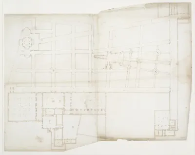 Ville d'Este, Gardens, Quirinal, plan (recto) blank (verso)