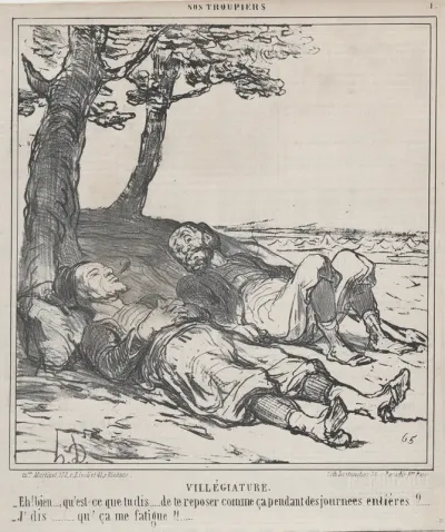 Villégiature, from Nos Troupiers, published in Le Charivari, July 26, 1859