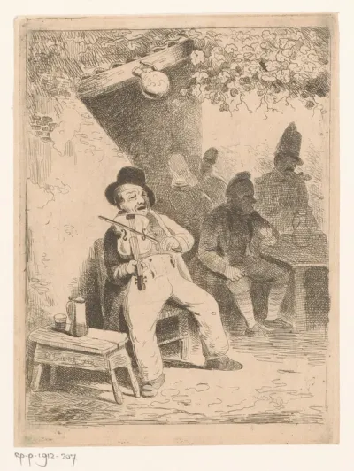 Violist bij een uitspanning