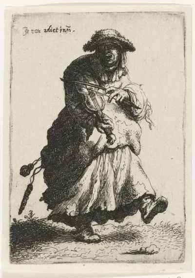 Vioolspelende bedelaarster