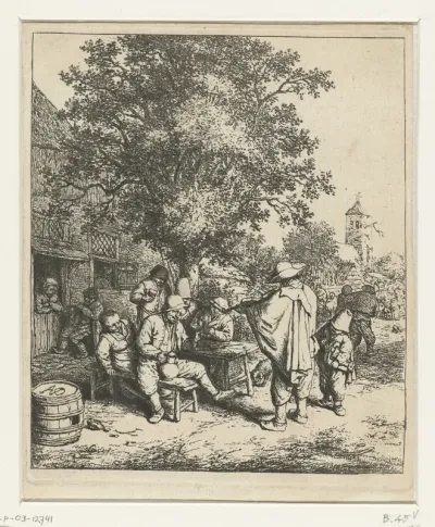 Vioolspeler en een jonge lierdraaier