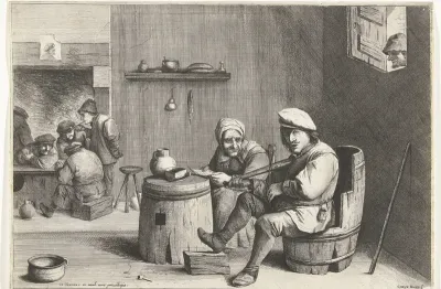 Vioolspeler in een kroeg