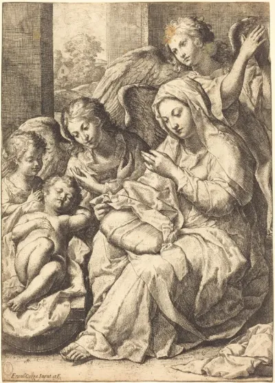 Virgin and Angels Watching Over the Sleeping Infant Jesus