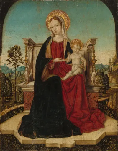 Virgin and Child Enthroned in a Landscape