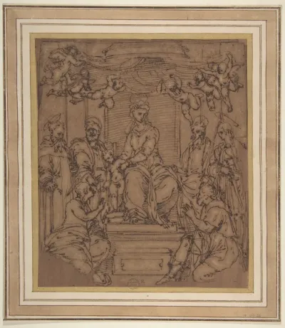 Virgin and Child Enthroned with Saint Anthony Abbot, Saint Peter, Saint Paul, Saint Julian the Hospitaler, Saint Roch, and Saint Mary Magdalen?