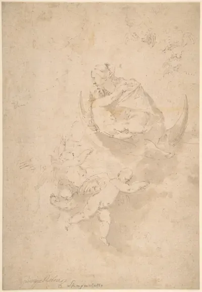Virgin and Child on Crescent Moon with Putti
