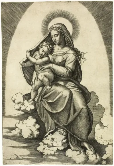 Virgin and Child Seated on Clouds