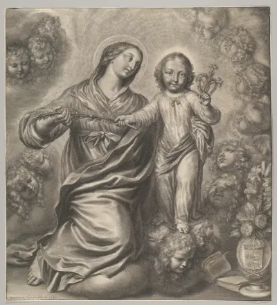 Virgin and Child Surrounded by Cherubs' Heads