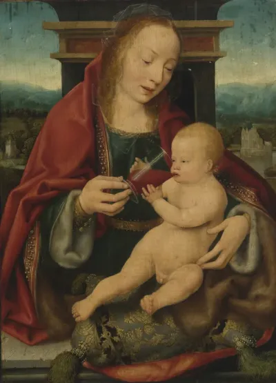 Virgin and winedrinking child