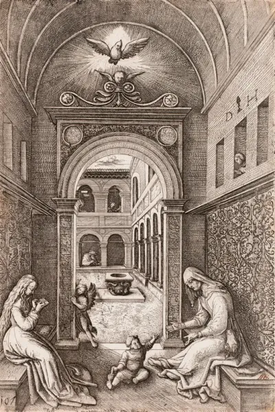Virgin Mary, Infant Jesus and St. Anne by a Portal