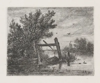 Visfuik aan een begroeide waterkant