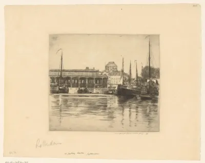 Vishaven met zeilboten te Rotterdam