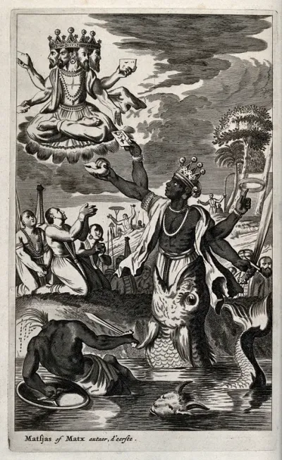 Vishnu in his incarnation as Matsya, the fish