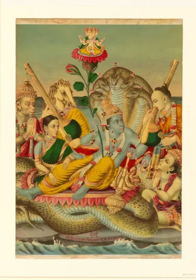 Vishnu Narayana on the divine serpent Shesha (Shri Sheshanarayana)