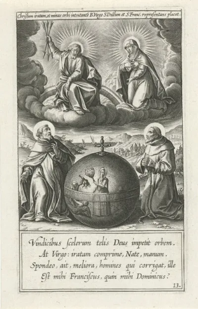 Visioen van de heilige Dominicus over de heilige Franciscus.