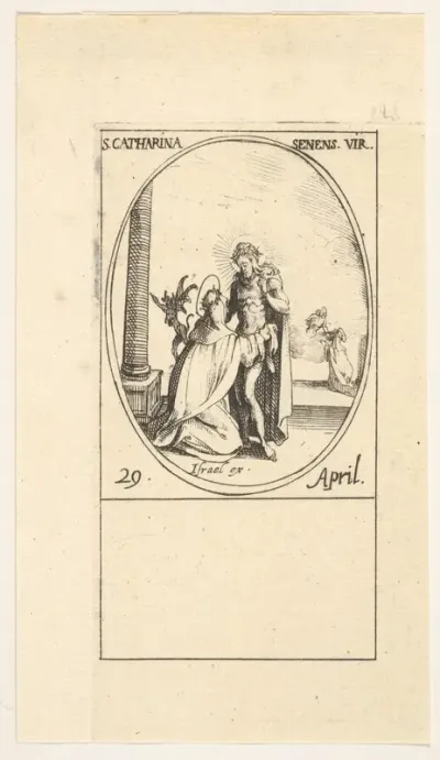 Vision of Saint Catherine, an oval composition, from "Les images de tous les saints et saintes de l'année" (Images of all the saints of the year)
