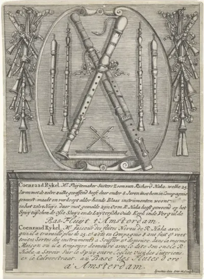 Visitekaart van de houtblaasinstrumentenbouwer Coenraad Rijkel