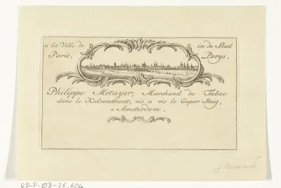 Visitekaart van Philippe Metayer, tabakshandelaar