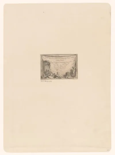 Visitekaartje van boekhandelaar Jacques François Quillau