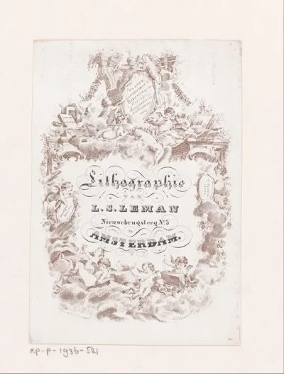 Visitekaartje van steendrukkerij L.S. Leman te Amsterdam